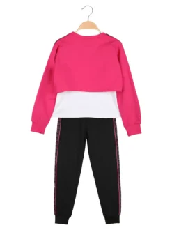 Kappa Completo da bambina 3 pezzi con felpa cropped e top con logo - fucsia