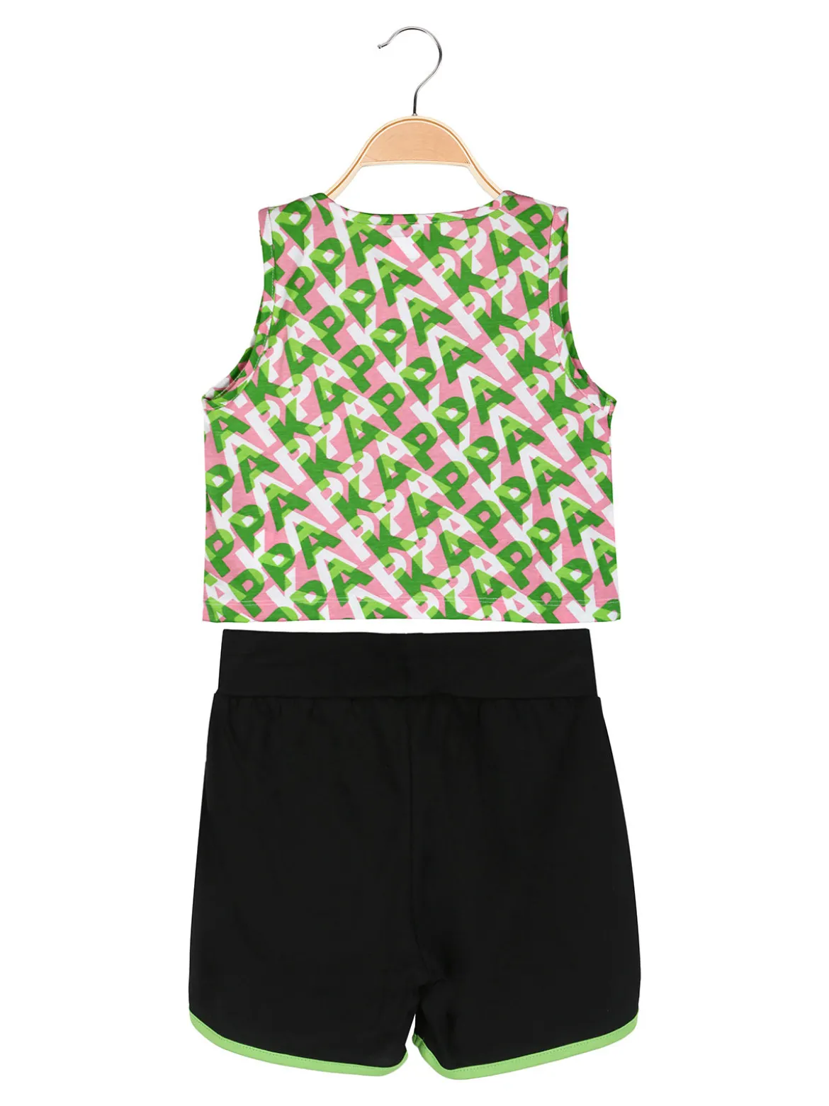 Kappa Completo smanicato da ragazza in cotone con canotta cropped e shorts - verde