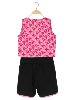 Kappa Completo smanicato da ragazza in cotone con canotta cropped e shorts - rosa