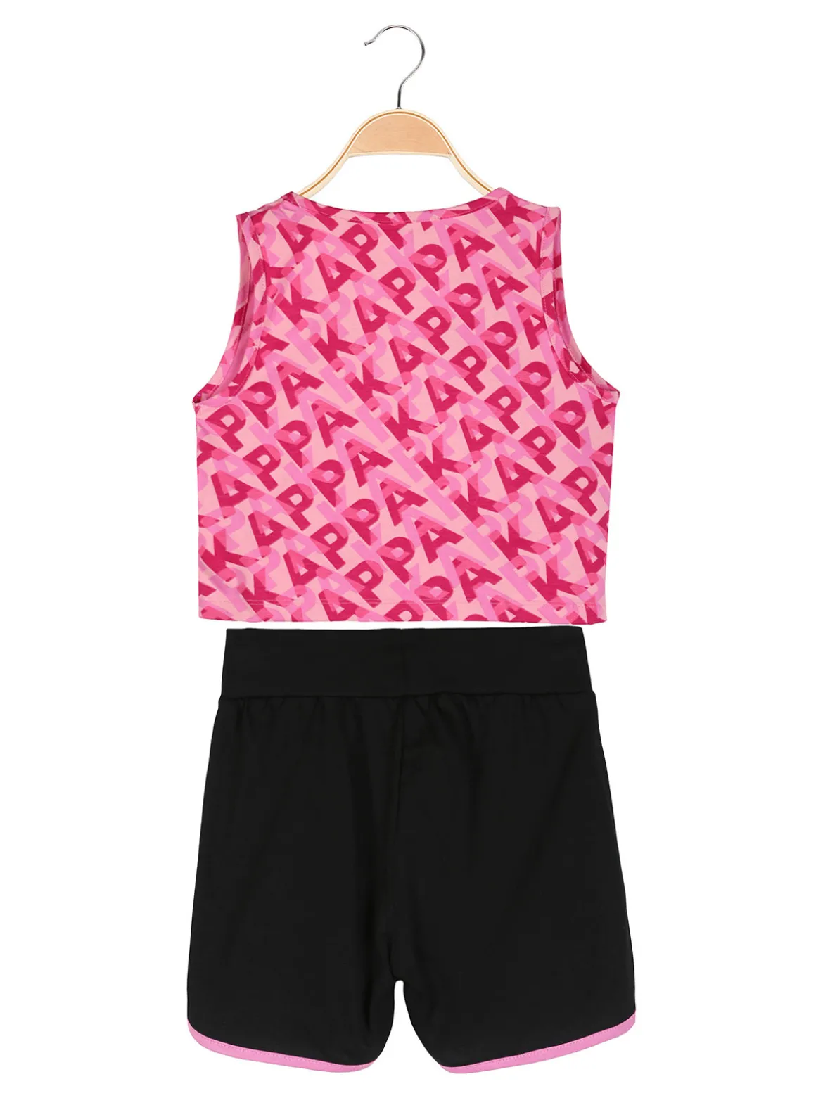 Kappa Completo smanicato da ragazza in cotone con canotta cropped e shorts - rosa