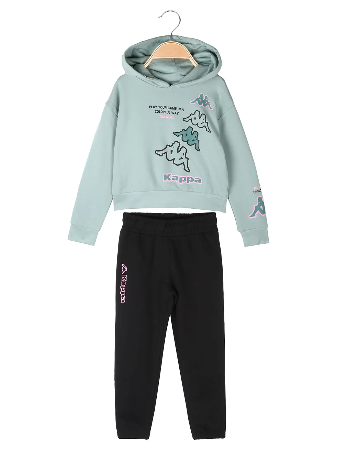 Kappa Completo tuta cropp 2 pezzi da bambina con cappuccio - blu