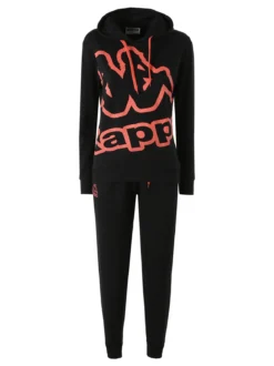 Kappa Completo tuta da donna 2 pezzi in misto cotone con cappuccio - nero