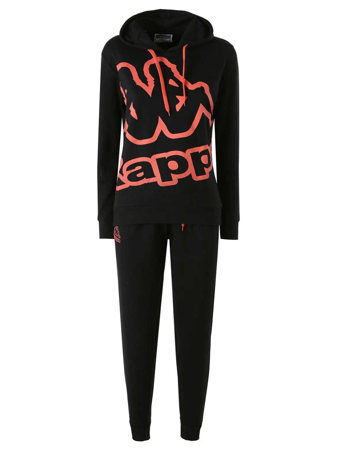 Kappa Completo tuta da donna 2 pezzi in misto cotone con cappuccio - nero