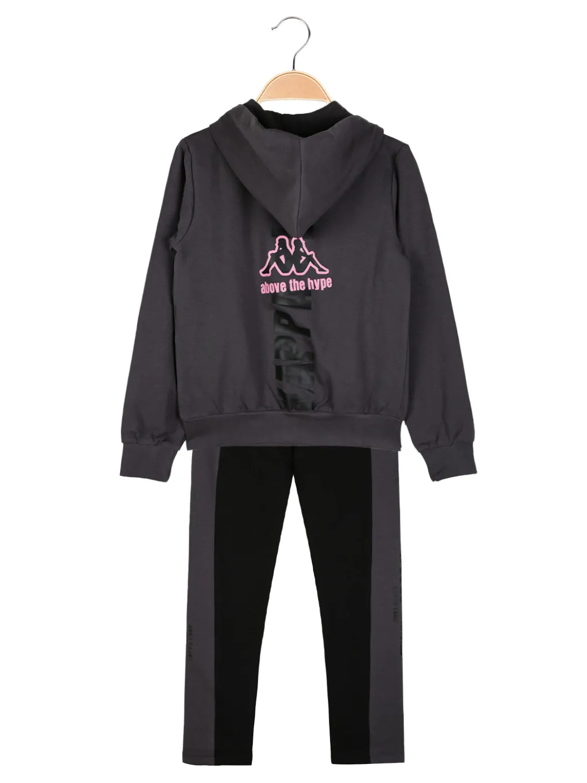 Kappa Completo tuta da ragazza con cappuccio e zip - grigio scuro