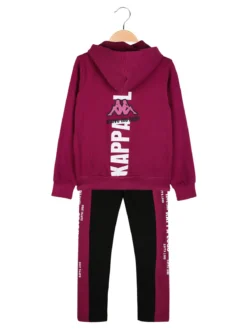 Kappa Completo tuta da ragazza con cappuccio e zip - porpora