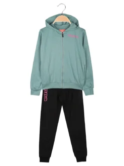Kappa Completo tuta da ragazza 2 pezzi con cappuccio e zip - acqua marina