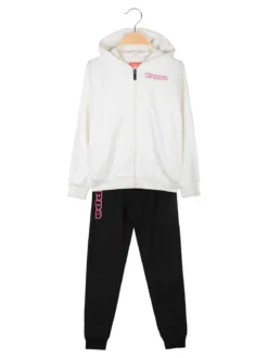 Kappa Completo tuta da ragazza 2 pezzi con cappuccio e zip - bianco