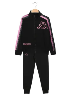 Kappa Completo tuta da ragazza 2 pezzi full zip in cotone - nero