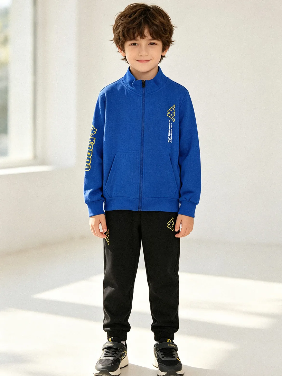 Kappa Completo tuta da ragazzo 2 pezzi full zip in cotone - blu
