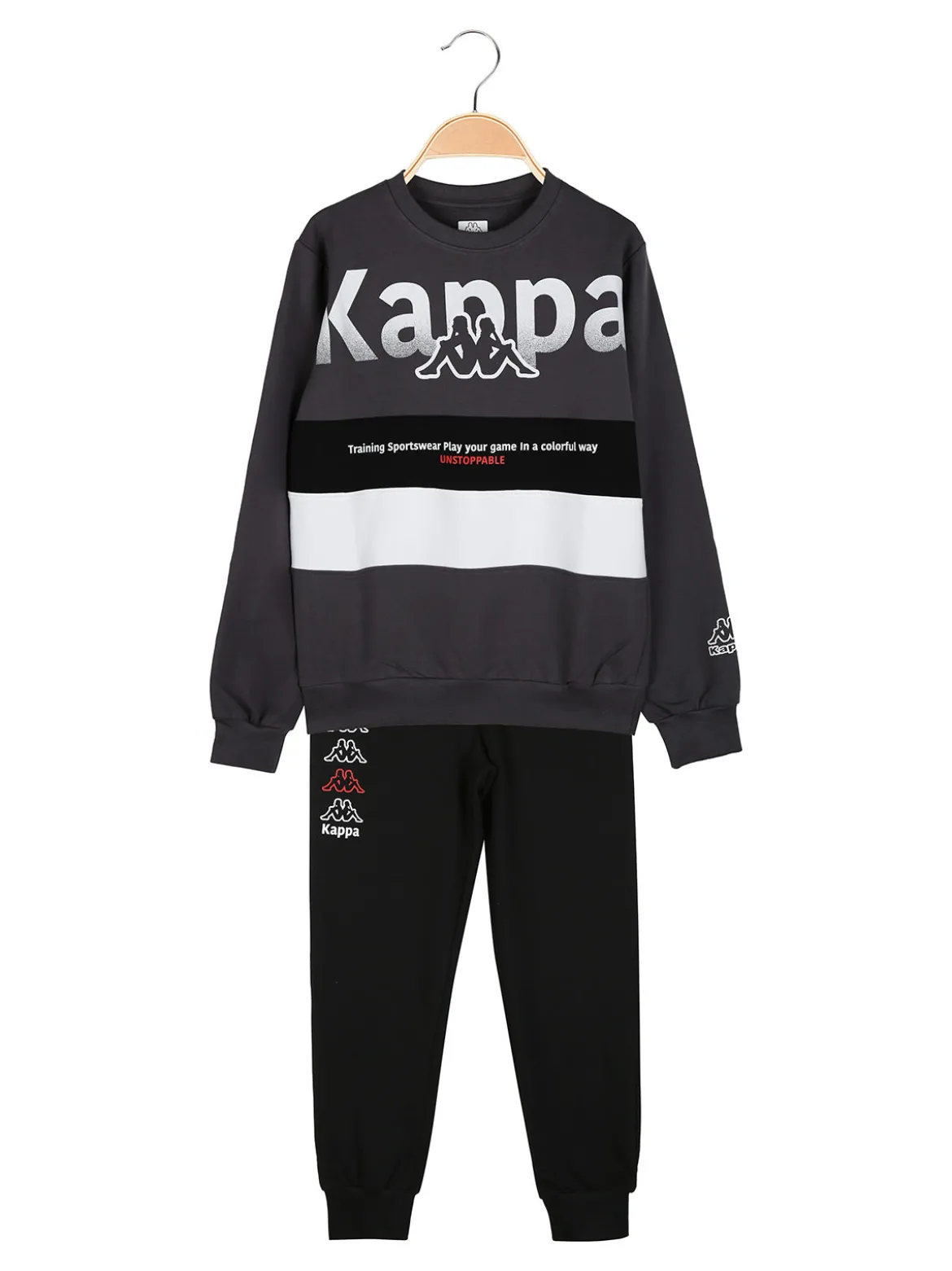 Kappa Completo tuta girocollo da ragazzo - grigio scuro