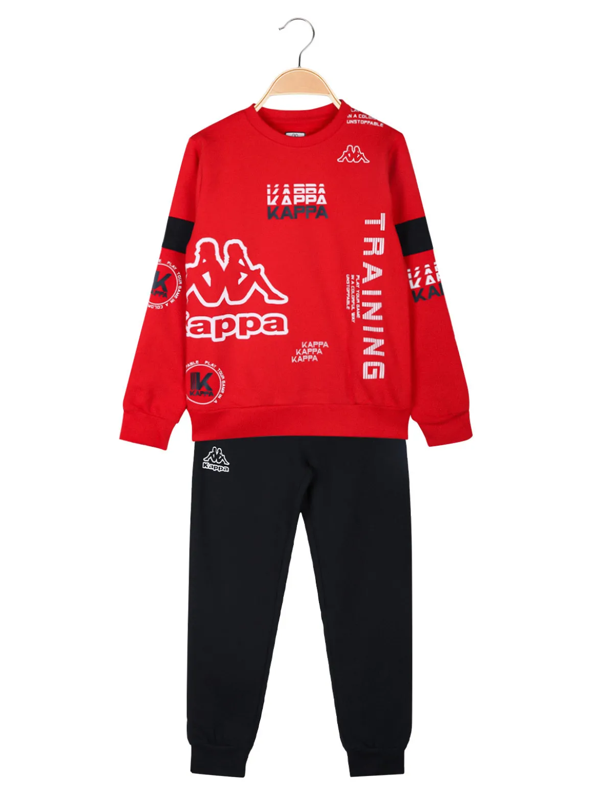 Kappa Completo tuta girocollo 2 pezzi da bambino con interno in caldo cotone - rosso