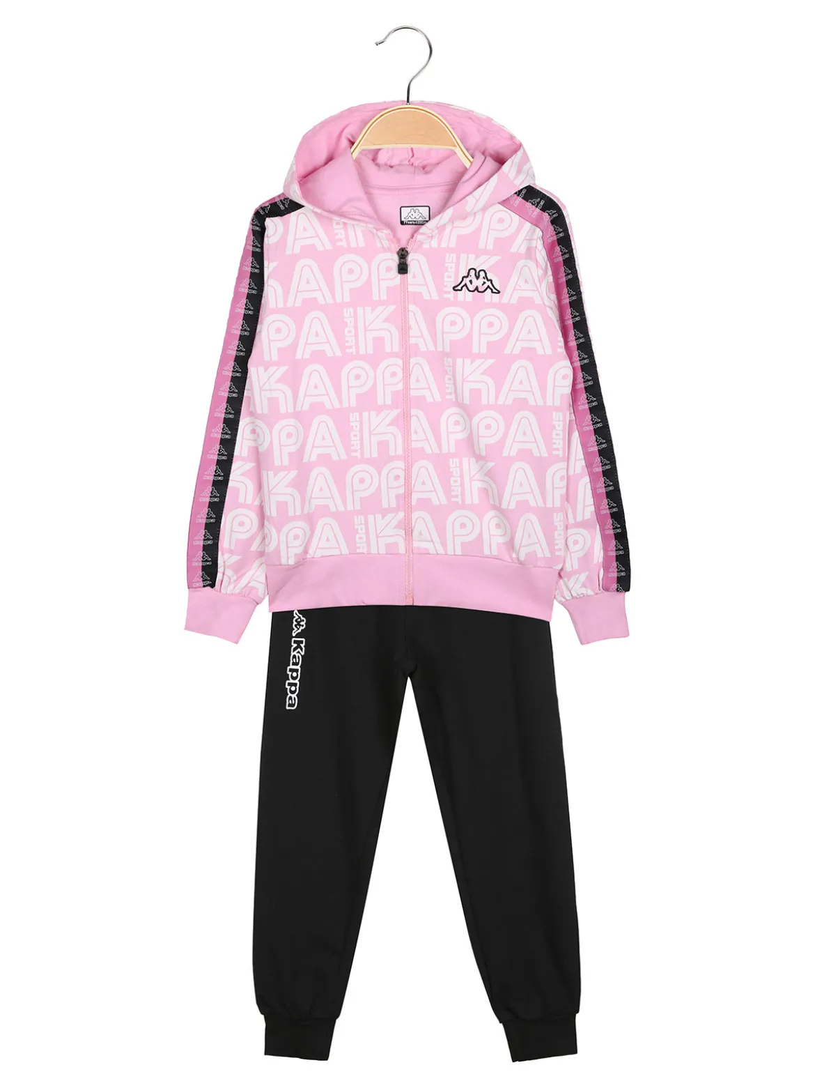 Kappa Completo tuta 2 pezzi da bambina full zip con cappuccio - rosa