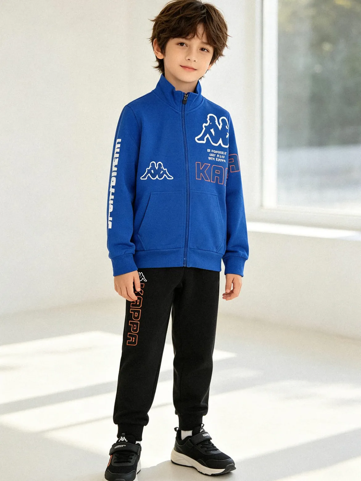 Kappa Completo tuta 2 pezzi da bambino full zip in cotone - blu