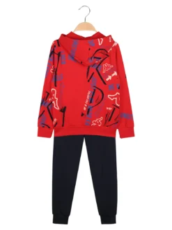 Kappa Completo tuta 2 pezzi da bambino in cotone con cappuccio - rosso