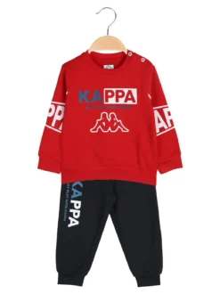 Kappa Completo tuta 2 pezzi da neonato con logo e interno felpato - rosso