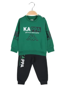 Kappa Completo tuta 2 pezzi da neonato con logo e interno felpato - verde