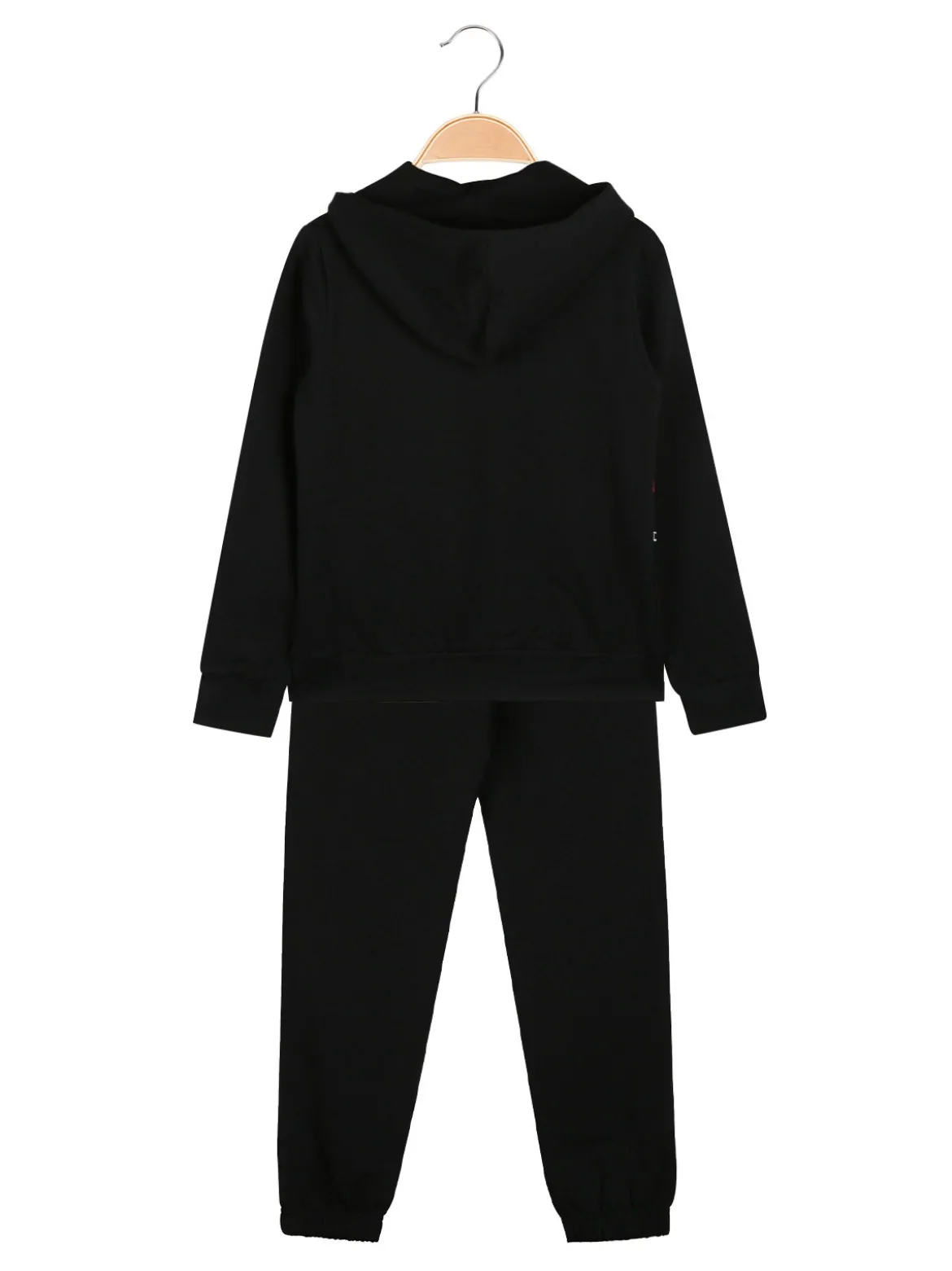 Kappa Completo tuta 2 pezzi da ragazza in cotone con cappuccio e logo - nero