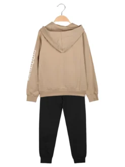 Kappa Completo tuta 2 pezzi da ragazzo con cappuccio e logo - khaki