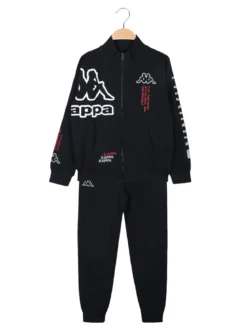 Kappa Completo tuta 2 pezzi da ragazzo con zip e stampa logo - blu scuro