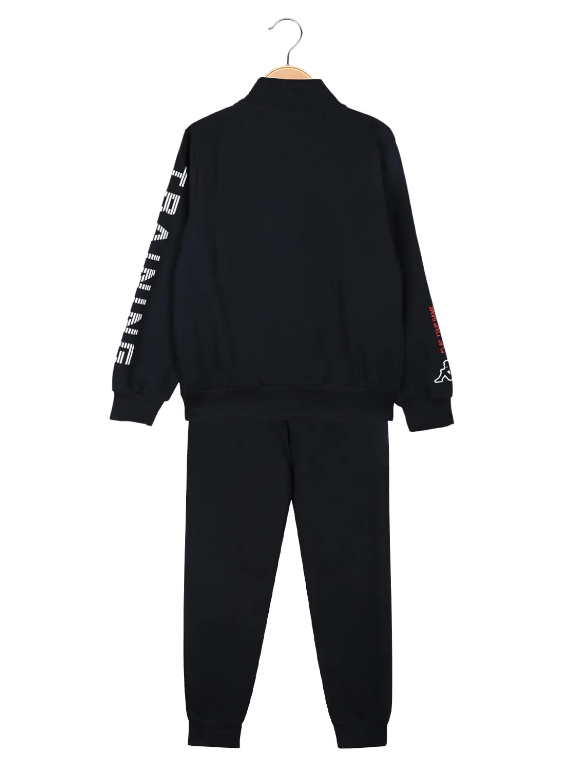 Kappa Completo tuta 2 pezzi da ragazzo con zip e stampa logo - blu scuro