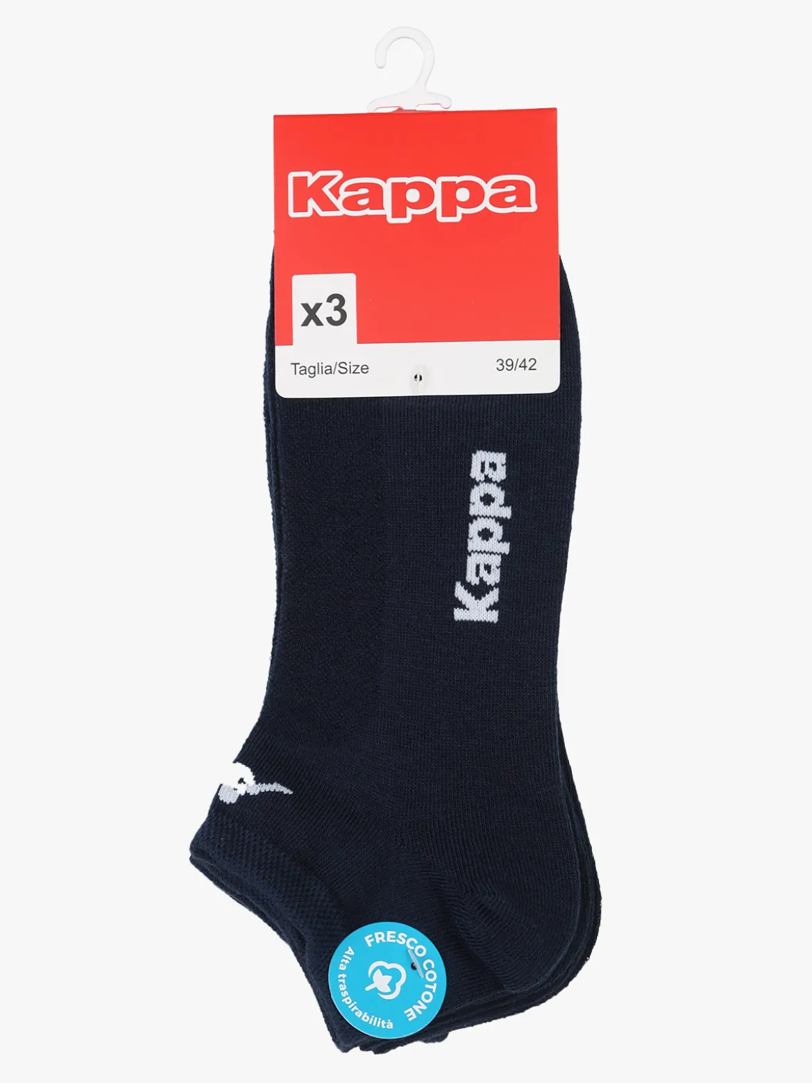 Kappa Confezione da 3 paia di calze pedulini da uomo in fresco cotone - blu scuro