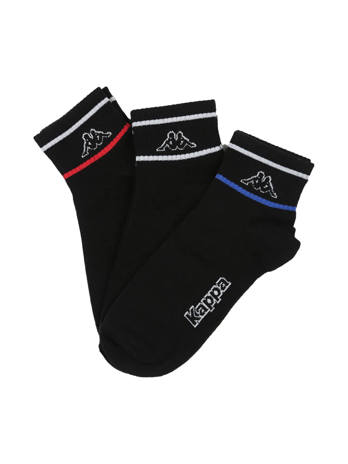 Kappa Confezione da 3 paia di calze sportive da uomo in cotone - nero