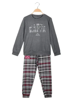 Kappa Pigiama da ragazza in cotone interlock con pantaloni a quadri - antracite
