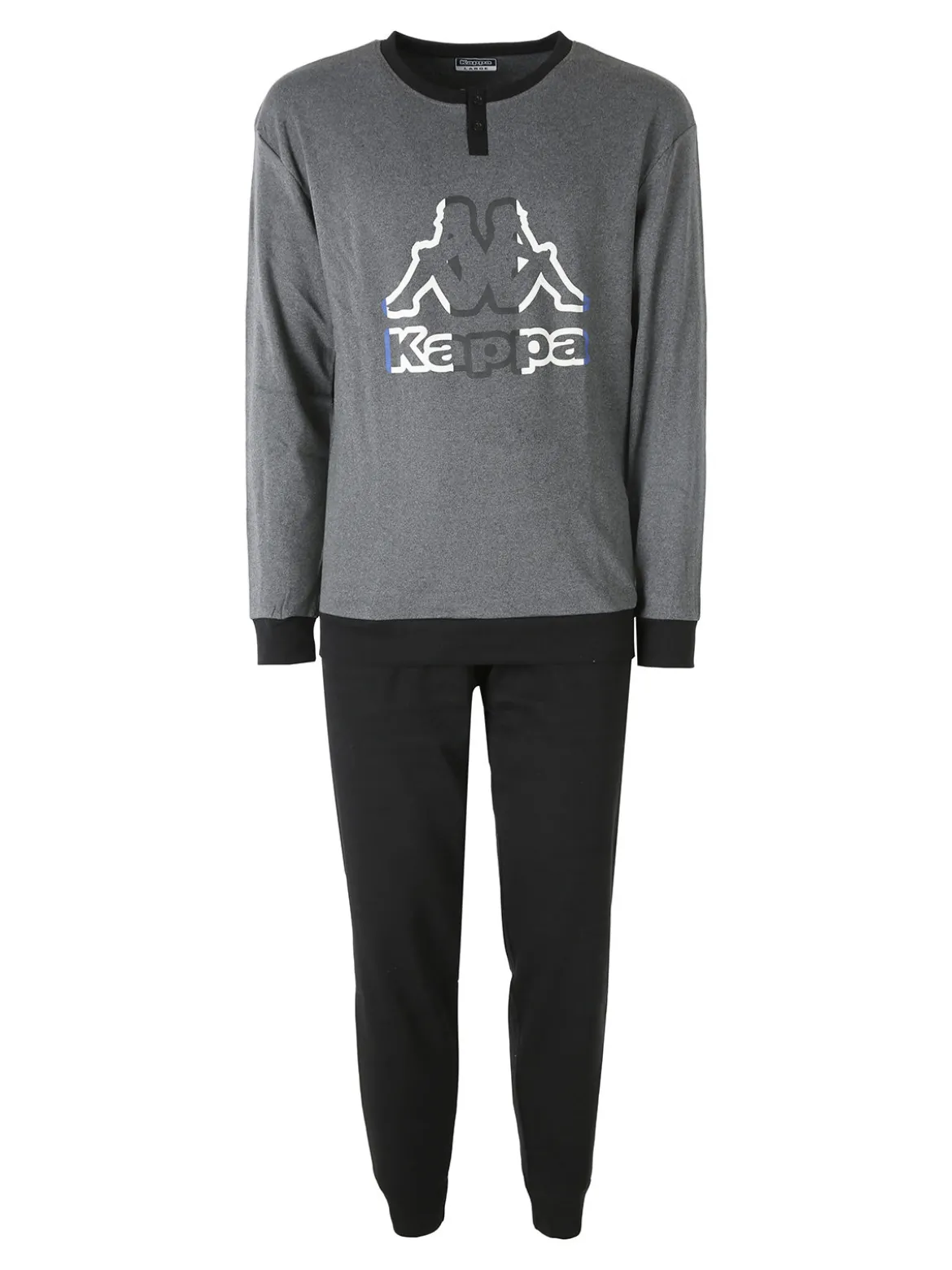 Kappa Pigiama da uomo in misto cotone interlock con logo - antracite