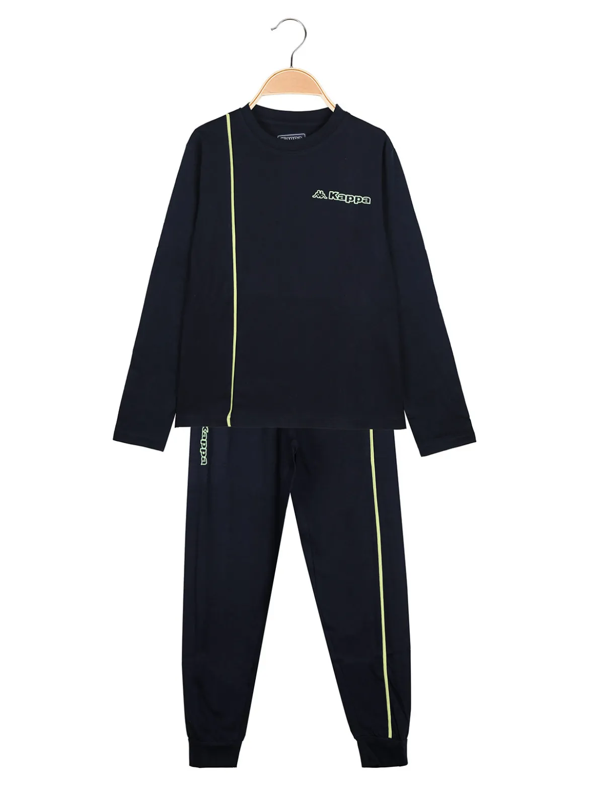 Kappa Pigiama lungo da ragazzo in cotone con logo - blu scuro