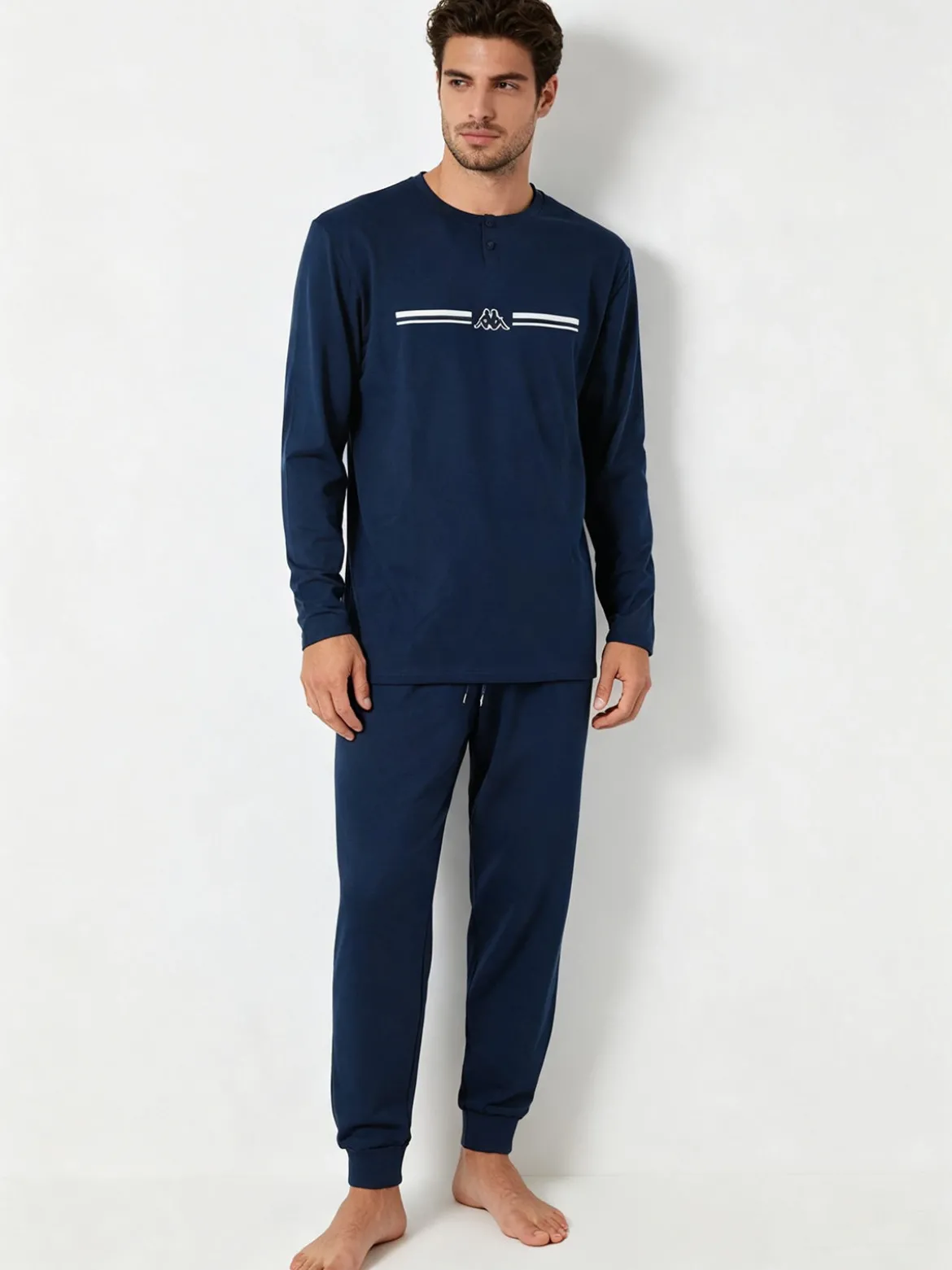Kappa Pigiama lungo da uomo in cotone - jeans