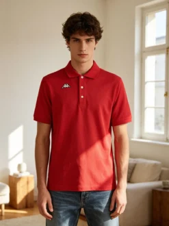 Kappa Polo da uomo a maniche corte in cotone con logo