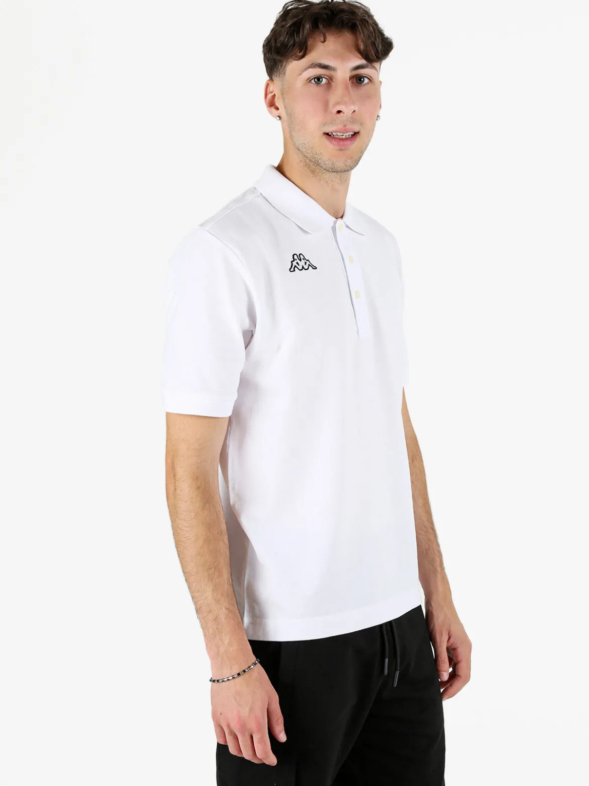 Kappa Polo da uomo a maniche corte in cotone con logo