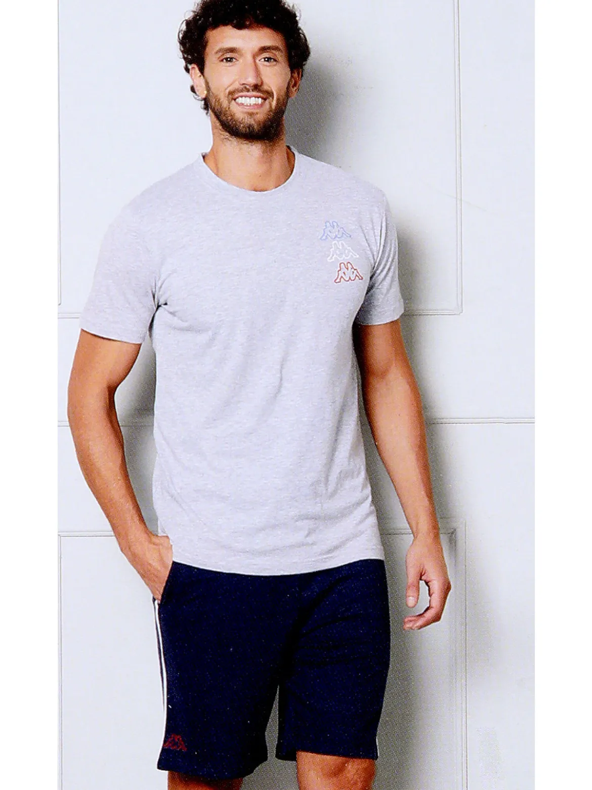 Kappa set corto da uomo in cotone con t-shirt e pantalone in felpa