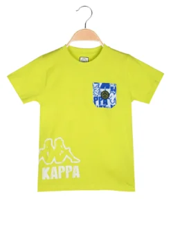 Kappa T-shirt da bambino in cotone con taschino e logo - limone