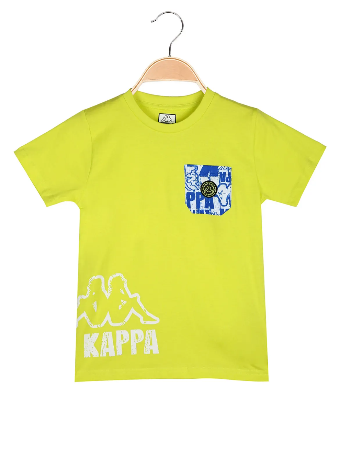 Kappa T-shirt da bambino in cotone con taschino e logo - limone