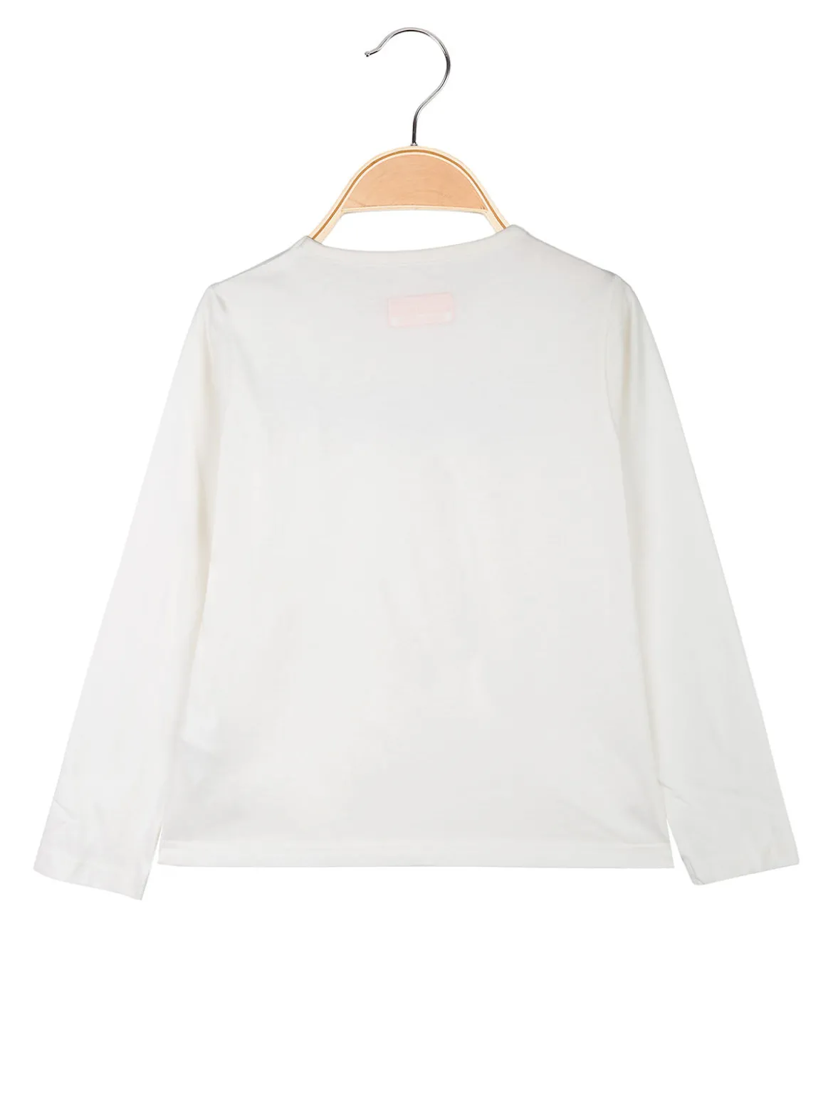 Kappa T-shirt girocollo a maniche lunghe da ragazza con logo - bianco