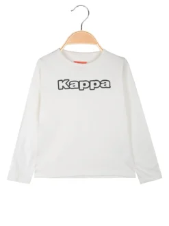 Kappa T-shirt girocollo a maniche lunghe da ragazza con logo - bianco