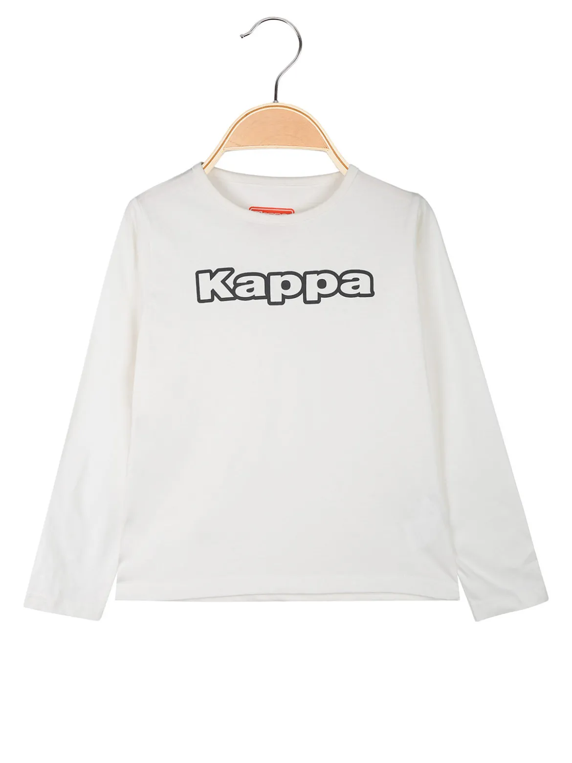 Kappa T-shirt girocollo a maniche lunghe da ragazza con logo - bianco