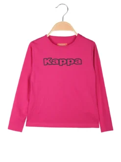 Kappa T-shirt girocollo a maniche lunghe da ragazza con logo - fucsia