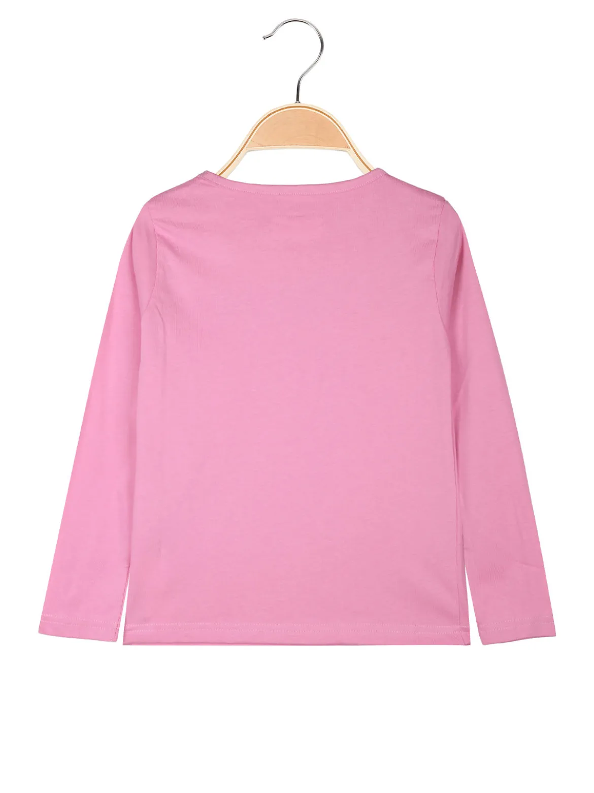 Kappa T-shirt girocollo da bambina a maniche lunghe con logo - rosa