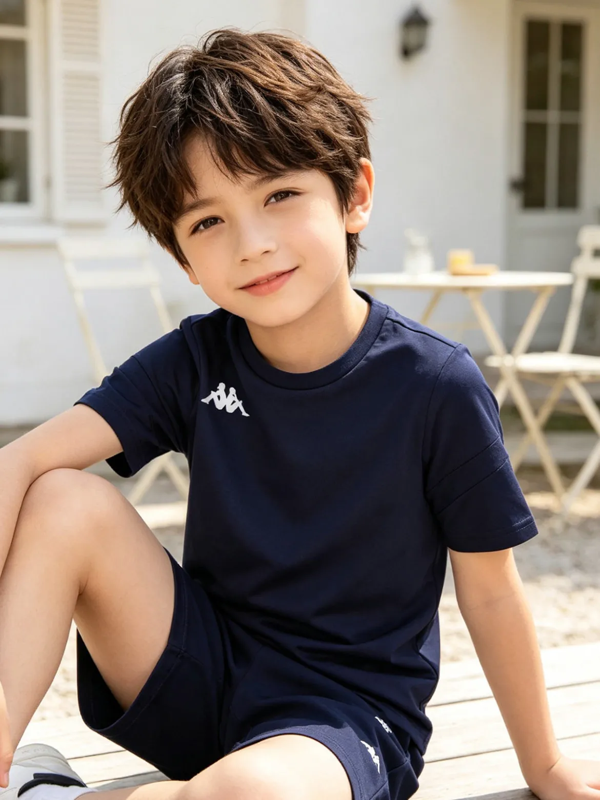 Kappa T-shirt sportiva da ragazzo con logo - blu scuro