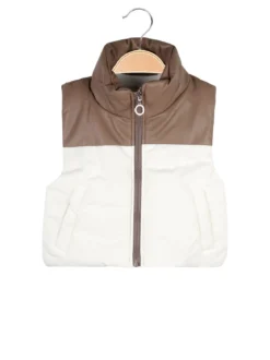 Karino Kids Gilet da ragazza in ecopelle con zip