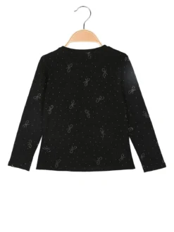 Karino Kids T-shirt da bambina a maniche lunghe con borchie - nero