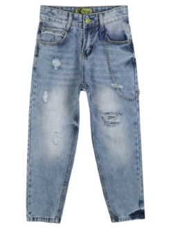 Keetop Jeans strappati da bambino con catena