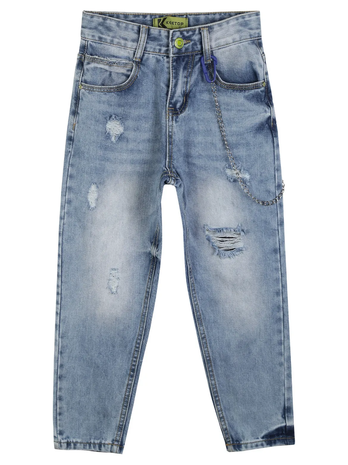 Keetop Jeans strappati da bambino con catena