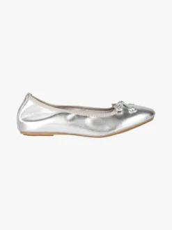 Keys Ballerine donna in pelle con fiocchetto argento