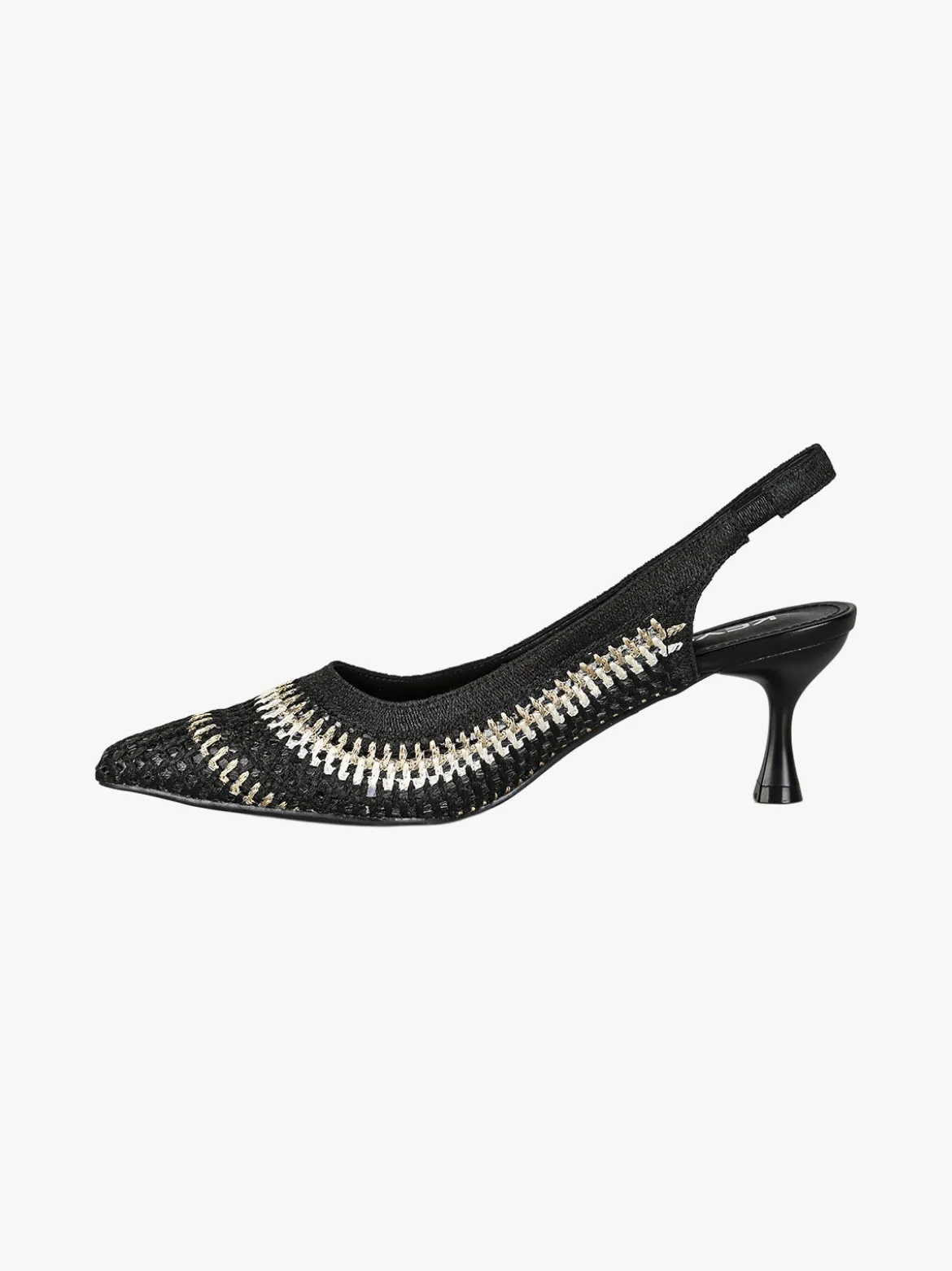 Keys Slingback donna in tessuto con cinturino elastico e tacco a rocchetto - nero