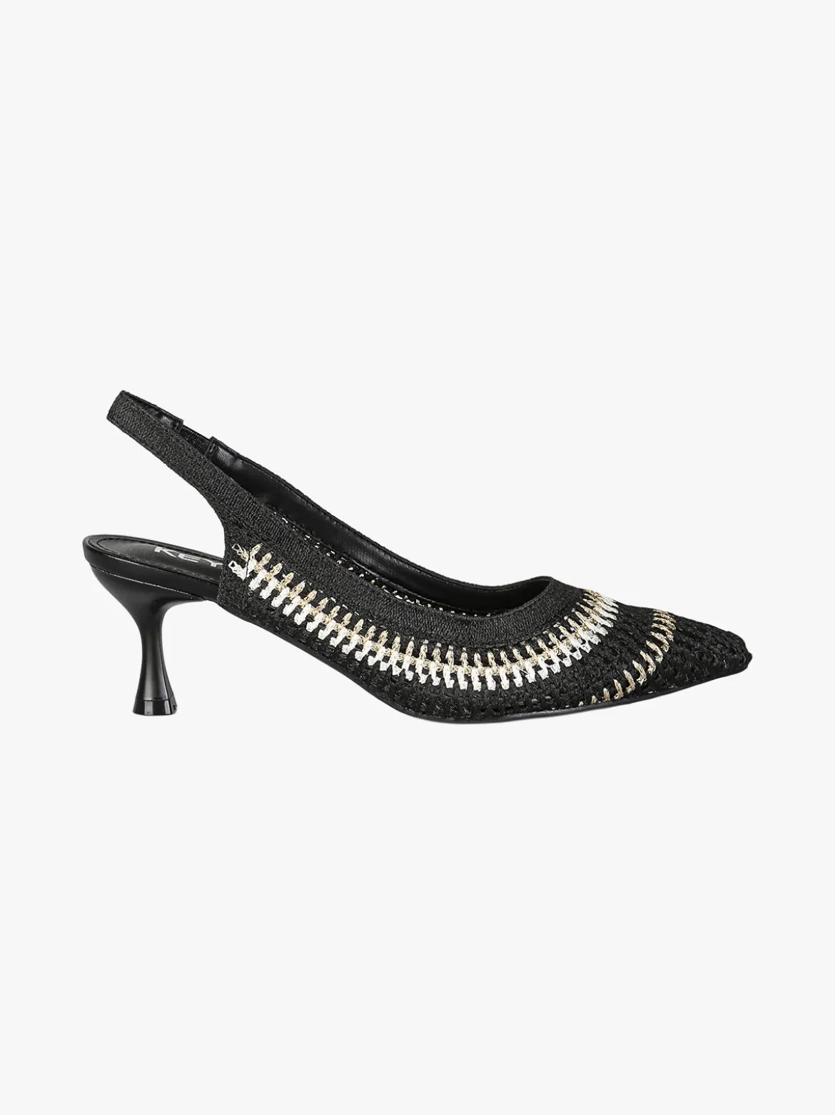 Keys Slingback donna in tessuto con cinturino elastico e tacco a rocchetto - nero