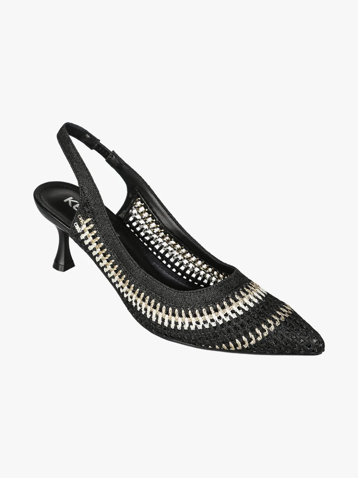 Keys Slingback donna in tessuto con cinturino elastico e tacco a rocchetto - nero