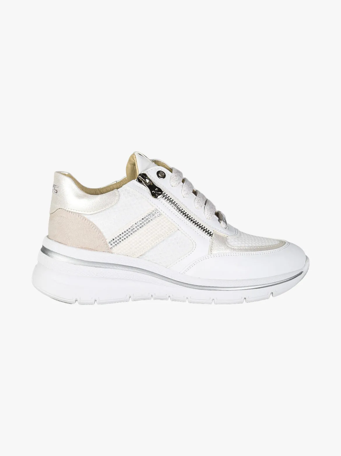 Keys Sneakers donna con zeppa e doppia zip - bianco